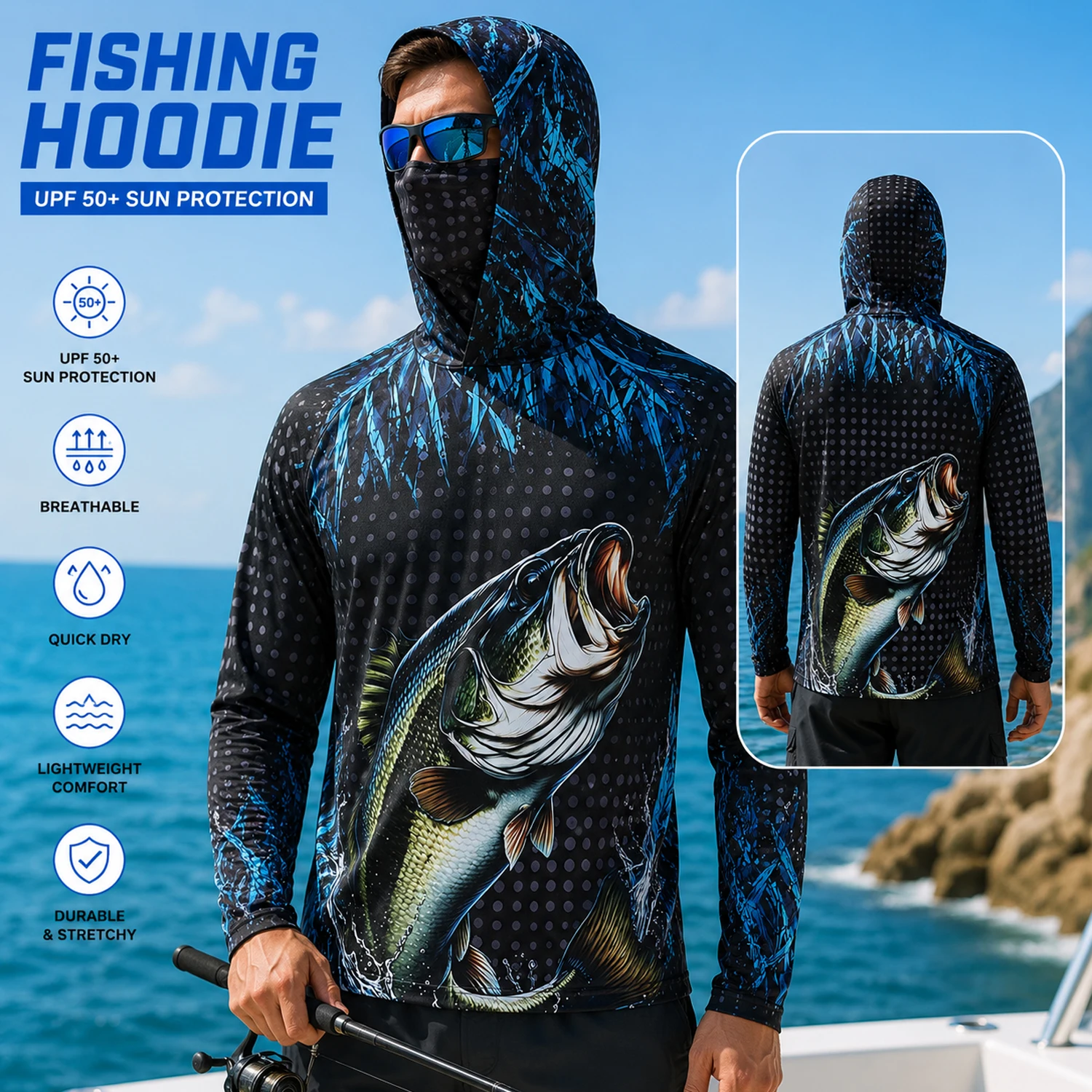 Camisa de pesca com capuz e pr - Hiking avaliação e preço